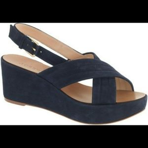 J.CREW Marcie Blue Suede Wedge Sandals